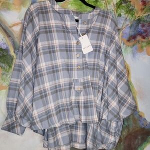 Heyson Feminine Plaid Dolman Sleeve Cape Flannel